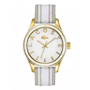 Lacoste bracelet de montre 2000771 / LC-66-3-44-2399 Cuir Blanc crème / Beige 18mm + coutures blanches