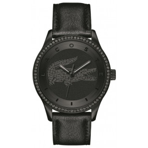 Lacoste bracelet de montre 2000823 / LC-74-3-34-2475S Cuir Noir 20mm + coutures noires