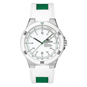 Lacoste bracelet de montre 2010563 / LC-48-1-29-2253 Cuir Blanc 14mm + coutures blanches