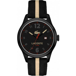 Lacoste bracelet de montre 2010724 / LC-76-1-34-2485 Cuir/Textile Noir 21mm + coutures noires