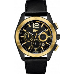 Lacoste bracelet de montre 2010741 / LC-53-1-34-2514 Cuir Noir 24mm + coutures noires