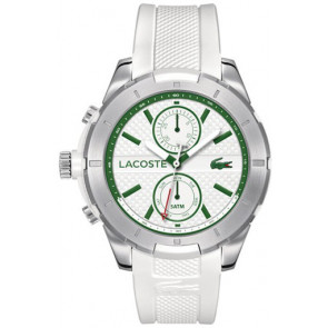 Lacoste bracelet de montre 2010775 / LC-77-1-29-2577 Caoutchouc Blanc 22mm + coutures jaunes