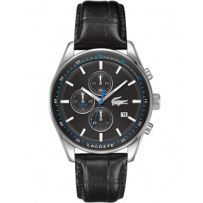 Lacoste bracelet de montre 2010784 / LC-83-1-14-2578 Cuir Noir 22mm + coutures noires