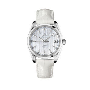 Bracelet de montre Omega 23113392155001 Peau de crocodile Blanc 19mm
