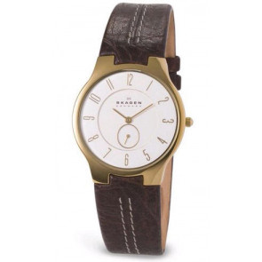Bracelet de montre Skagen 433SGL1 / X00000422 Cuir Brun 14mm