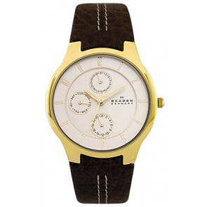 Bracelet de montre Skagen 433XLGL1 Cuir Brun 19mm
