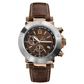 Bracelet de montre Guess 45003G1 / GC45003G1 / X72001G1 Cuir croco Brun foncé 13mm