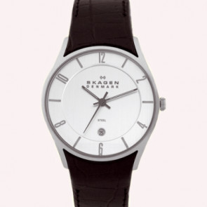 Bracelet de montre Skagen 474XLSLC Cuir Noir