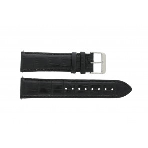 Tommy Hilfiger bracelet de montre TH679300844 / TH-18-1-14-0633 Cuir croco Noir 22mm + coutures noires