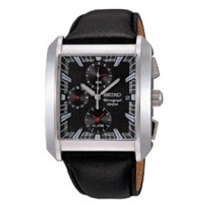 Bracelet de montre Seiko 7T62-0GL0 / SNA773P1 / 4KW8JZ Cuir souple Noir 26mm