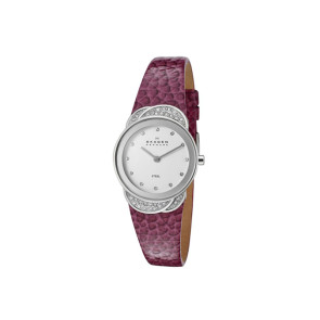 Bracelet de montre Skagen 818SSLVV Cuir Rouge