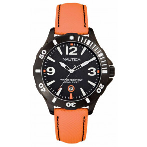 Nautica bracelet de montre A13026G Cuir Orange 20mm + coutures noires