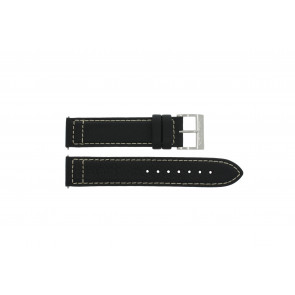 Nautica bracelet de montre A15535 / A15535G Cuir Noir 22mm + coutures blanches