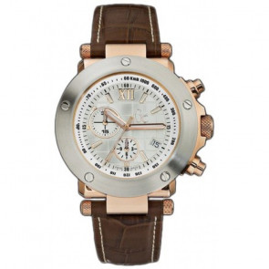 Guess bracelet de montre A47007G1 Cuir Brun + coutures blanches