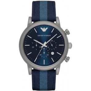 Bracelet de montre Armani AR1949 Cuir/Textile Bleu 22mm