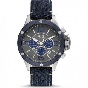 Bracelet de montre Armani Exchange AX1517 Cuir/Textile Bleu 22mm