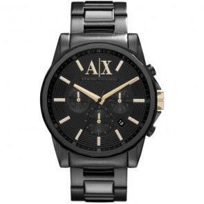 Bracelet de montre Armani Exchange AX2094 Acier inoxydable Noir 22mm