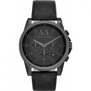 Bracelet de montre Armani Exchange AX2507 Cuir Noir 22mm