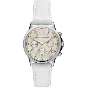 Bracelet de montre Armani Exchange AX4328 Cuir Blanc 18mm