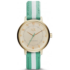 Bracelet de montre AX5365 Cuir/Textile Vert clair 16mm