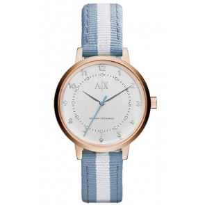 Bracelet de montre AX5366 Cuir/Textile Bleu clair 16mm