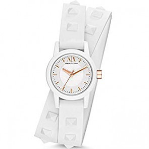 Bracelet de montre Armani Exchange AX6023 Cuir Blanc 12mm