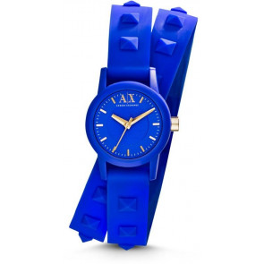 Bracelet de montre Armani Exchange AX6024 Cuir Bleu 12mm