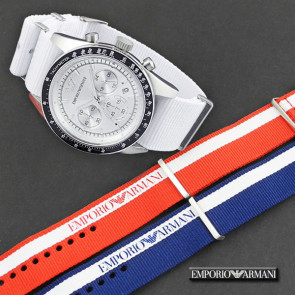 Bracelet de montre Armani Ar6108.W Nylon Blanc 23mm