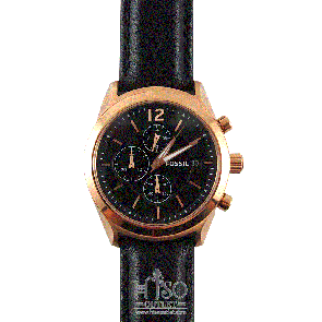 Bracelet de montre Fossil BQ2079 Cuir Noir 22mm