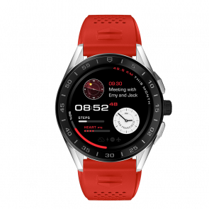 Bracelet de montre Montre intelligente Tag Heuer BT6230 Caoutchouc Rouge