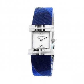 Bracelet de montre Burberry BU4512 Cuir/Textile Bleu 17mm