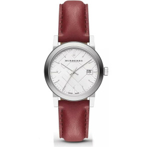 Bracelet de montre Burberry Bu9129 Cuir Rouge