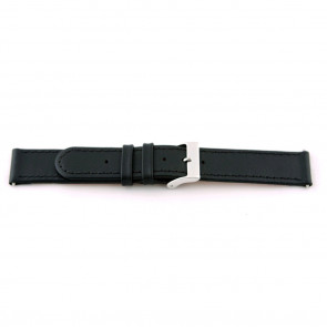 Bracelet de montre en cuir noir 20mm avec coutures EX-J46
