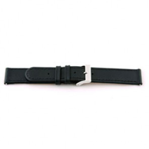 18mm Bracelet de montre en cuir noir avec coutures EX-J46