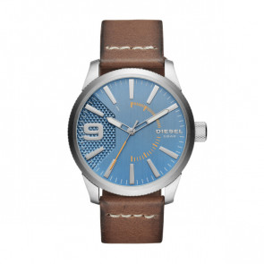 Diesel bracelet de montre DZ1804 Cuir Brun 24mm + coutures blanches