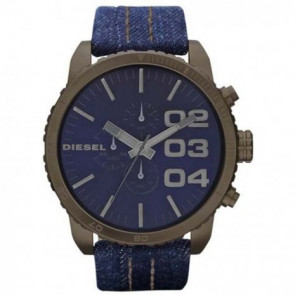 Diesel bracelet de montre DZ4284 Cuir/Textile Bleu 26mm + coutures de beige