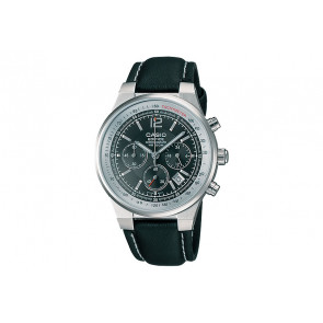 Casio bracelet de montre 10145065 Edifice Cuir Noir 14mm + coutures blanches