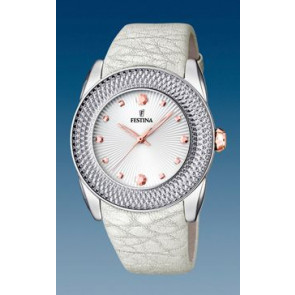 Bracelet de montre Festina F16591-A Cuir Blanc crème 24mm