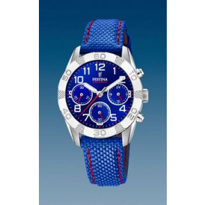 Bracelet de montre Festina F20346-2 Cuir/Textile Bleu 18mm