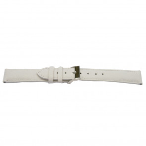 Bracelet de montre F502 Saffiano Cuir Blanc 18mm + coutures blanches