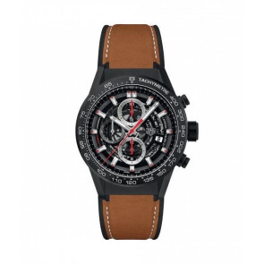 Bracelet de montre Tag Heuer CAR2090 / FT6124 Cuir/Plastique Brun 21mm