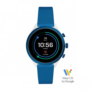 Bracelet de montre Montre intelligente Fossil FTW6051 Silicone Bleu 18mm