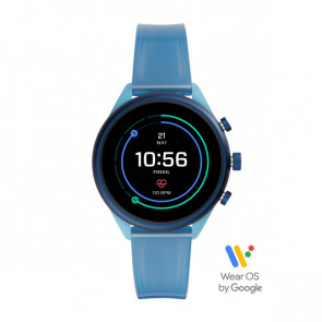 Bracelet de montre Montre intelligente Fossil FTW6059 Silicone Bleu 18mm