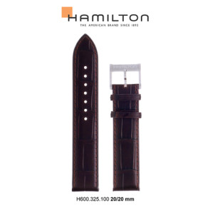 Bracelet de montre Hamilton H690325100 / H690.325.100 Cuir Brun 20mm