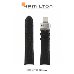 Bracelet de montre Hamilton H32716533 / H327160 Cuir Noir 23mm