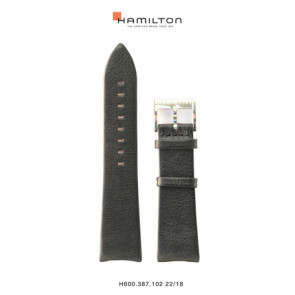 Bracelet de montre Hamilton H38755731 Cuir Noir 22mm
