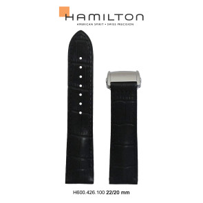 Bracelet de montre Hamilton H426150 Cuir Noir 22mm