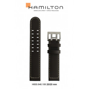 Bracelet de montre Hamilton H001.64.611.535.01 / H690646106 Cuir Brun foncé 20mm