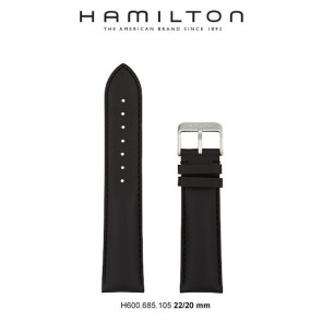 Bracelet de montre Hamilton H690.685.105 Cuir Noir 22mm