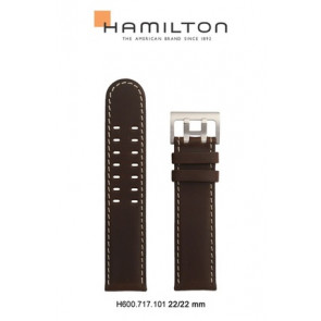 Bracelet de montre Hamilton H717160 / H600.717.101 Cuir Brun 22mm